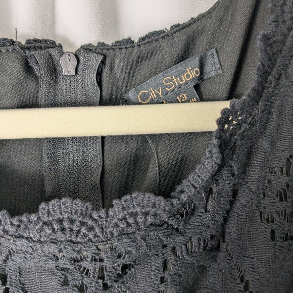 City Studio Juniors Lace Trim Mini Fit & Flare Dress Size 13 Black - Picture 8 of 10